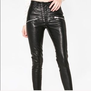 Leather lace up pants